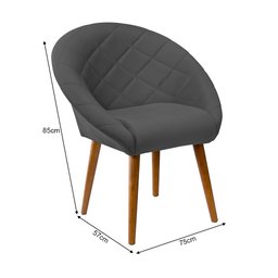 Kit 3 Poltronas para Recepção Decorativa Estofada Berlim Pés Palito Cinza - 5