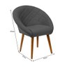 Kit 3 Poltronas para Recepção Decorativa Estofada Berlim Pés Palito Cinza - 5