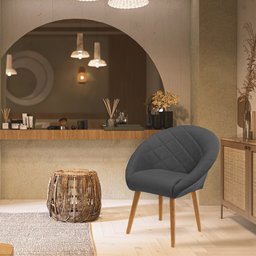 Kit 3 Poltronas para Recepção Decorativa Estofada Berlim Pés Palito Cinza - 2