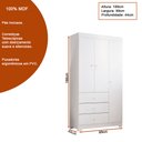 Ver imagem 3 de Guarda Roupa Infantil Ceci 99cm 3 Portas 100% Mdf Branco Brilho - Sallar Home