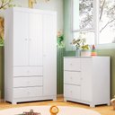 Ver imagem 2 de Guarda Roupa Infantil Ceci 99cm 3 Portas 100% Mdf Branco Brilho - Sallar Home
