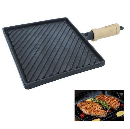 Chapa Bifeteira Ferro Fundido Quadrada Ondulada Fogao Grill