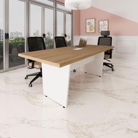 Mesa de Escritório 2,00m 1 Cx de Tomada Pé Painel Angular F5