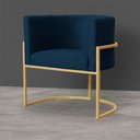 Ver imagem 3 de Poltrona Decorativa Sala de Estar Luana Base Gold Veludo Azul Marinho - Montanaris Decor Md Montanar