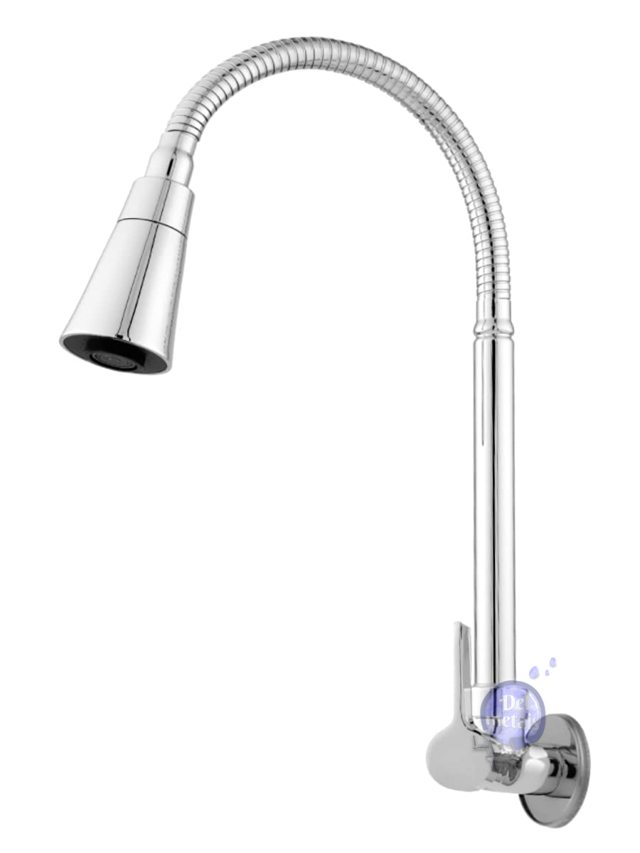 Torneira Gourmet Flexível Cozinha Parede Cone Cromada Del Metais - 1