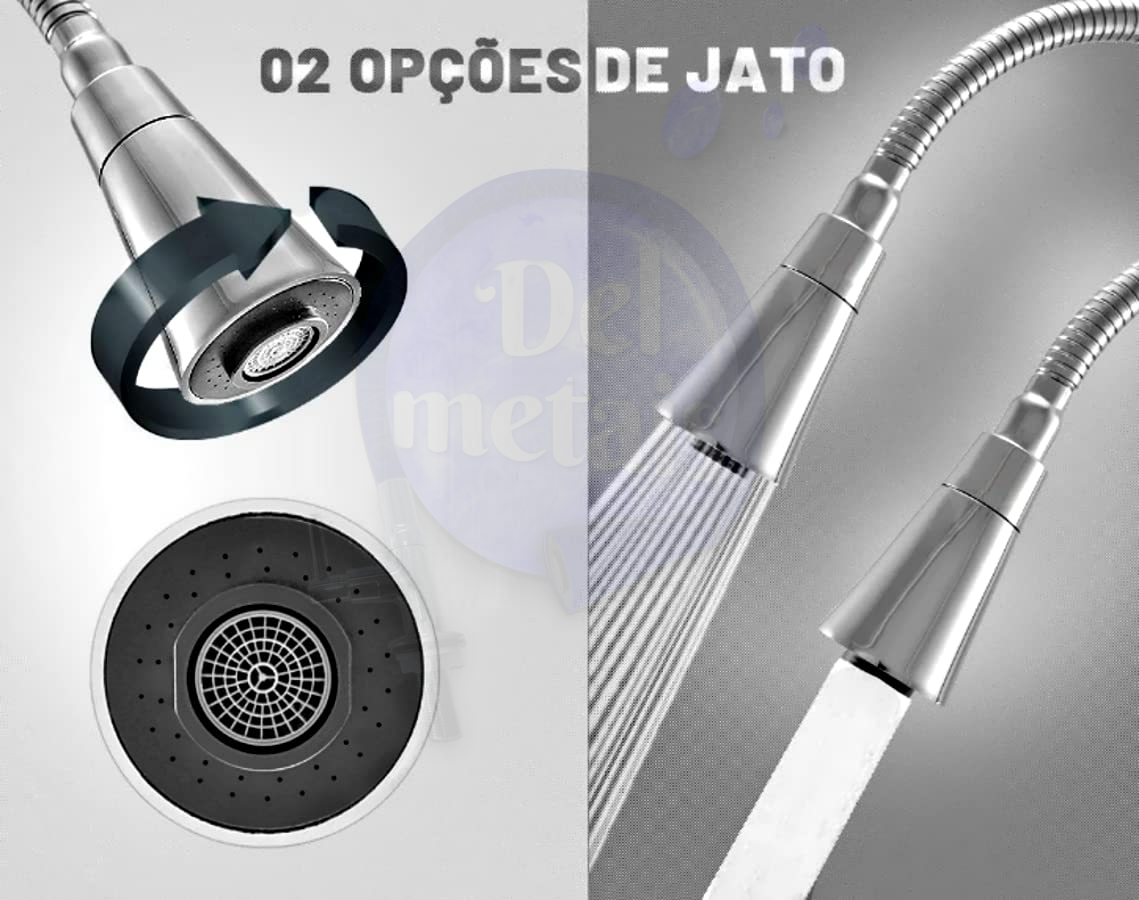 Torneira Gourmet Flexível Cozinha Parede Cone Cromada Del Metais - 4