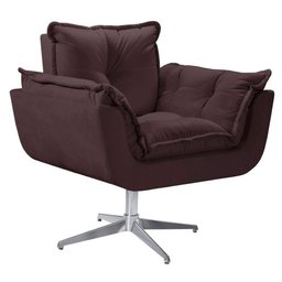 Poltrona Opala Giratória Alumínio Suede Marrom - 1