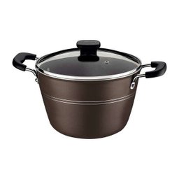 Caldeirão Sicília Alumínio Revestimento Antiaderente Avelã com Tampa de Vidro 26cm 7,6 - 1