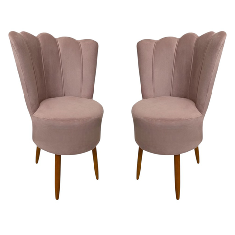 Kit 2 Cadeiras Decorativa Pétala Veludo Luxo Premium Pés Retrô Palito Sala Quarto e Penteadeira:rose