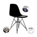 Ver imagem 2 de Kit 4 Cadeiras Jantar Assento Preto Eiffel Eames Base Ferro Preto