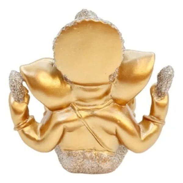 Ganesha Hindu Deus Sorte Prosperidade Sabedoria Resina 11cm:Dourado - 2