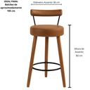 Ver imagem 2 de Kit 4 Banquetas Altas 80 Cm Estofada Corino Café com Encosto Retrô P/ Cozinha Área Gourmet Bancada