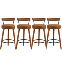 Ver imagem 1 de Kit 4 Banquetas Altas 80 Cm Estofada Corino Café com Encosto Retrô P/ Cozinha Área Gourmet Bancada