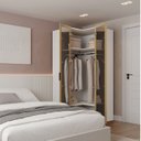 Ver imagem 2 de Guarda Roupa de Canto Reto Planejado 95cm Porta Reflecta e Cabideiros Jade CabeCasa MadeiraOriginals Branco/Fosco