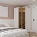 Ver imagem 1 de Guarda Roupa de Canto Reto Planejado 95cm Porta Reflecta e Cabideiros Jade CabeCasa MadeiraOriginals Branco/Fosco
