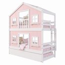 Ver imagem 3 de Treliche Infantil Casinha Dos Sonhos Madeira Maciça Rosa e Branco Megamobília 199cm