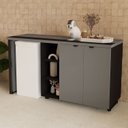 Ver imagem 1 de Armário Embutir Esquerdo 2 Portas Estilo Industrial 180cm Corporate Cinza Sagrado / Preto