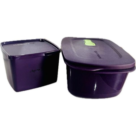 Tupperware Kit 2 Peças Tigela Cristalwave 1,7l e Aqui Tem Feijoada 800ml Roxo