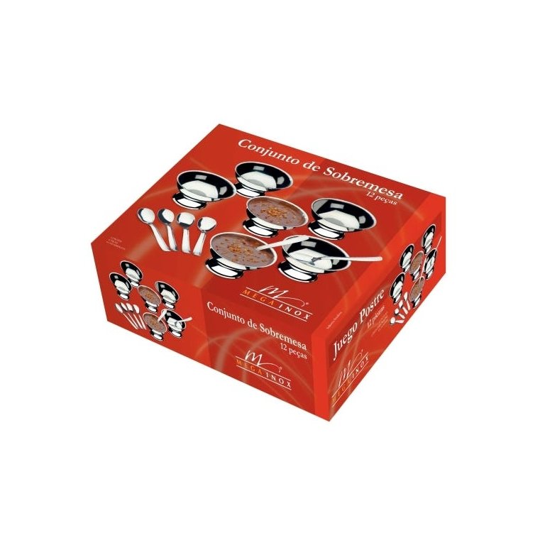Conjunto de Sobremesas 12 Peças Inox Com Pé