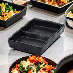 Porta Molho Duplo Retangular Melamina Preto Profissional - 3