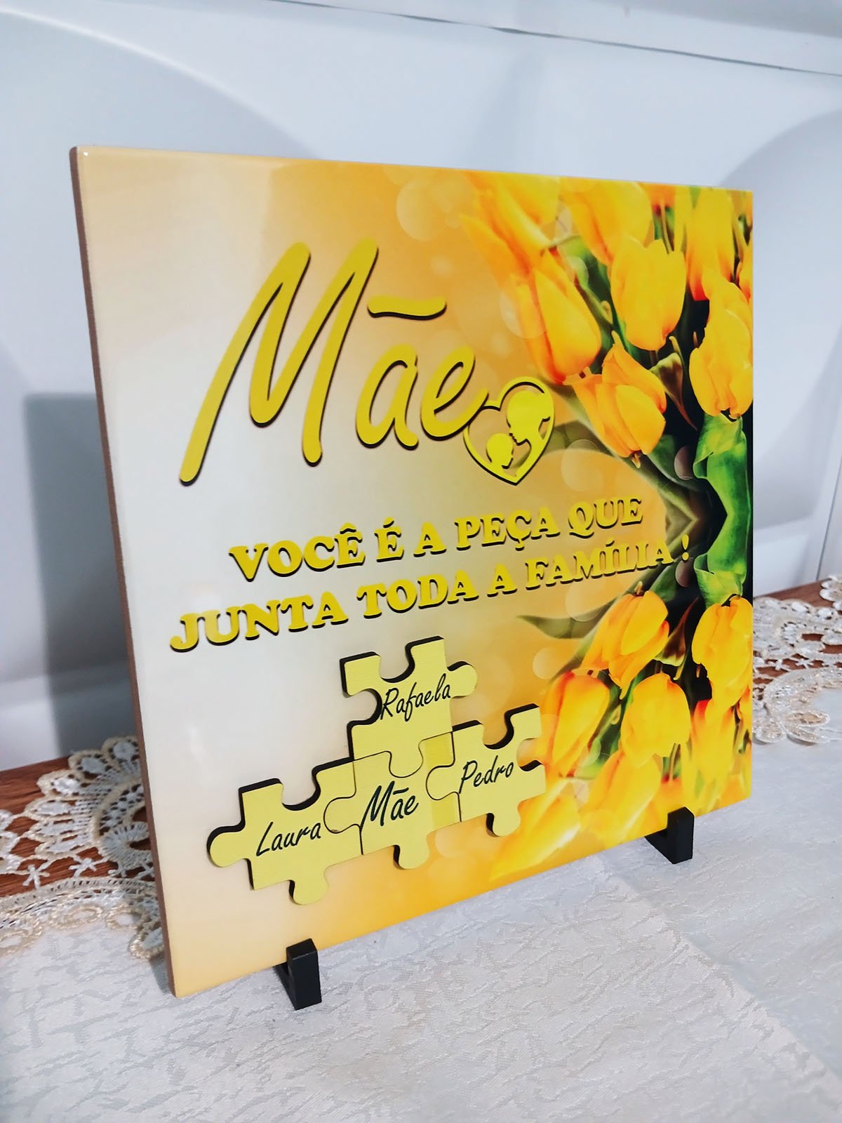 Porta Retrato Azulejo Presente Flores Dias Das Mães Exclusivo 20 X 20 Cm Coleção Tea & Amor Azumae01 - 3