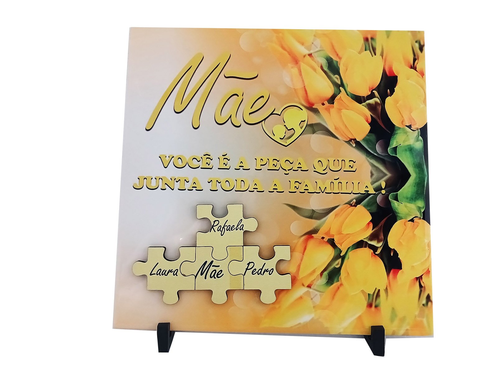 Porta Retrato Azulejo Presente Flores Dias Das Mães Exclusivo 20 X 20 Cm Coleção Tea & Amor Azumae01
