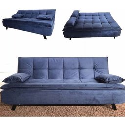 Sofá Cama 3 Lugares 509 Veludo Azul Triunfo Rondomóveis - 4