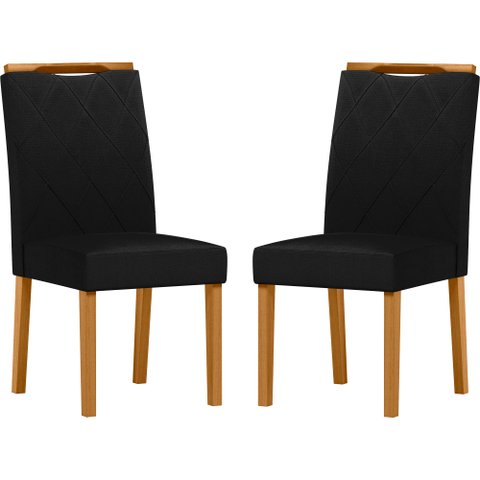 Conjunto com 2 Cadeiras de Jantar Estofada Sarah Ypê/veludo Preto Ja03 - New Ceval 13056/342