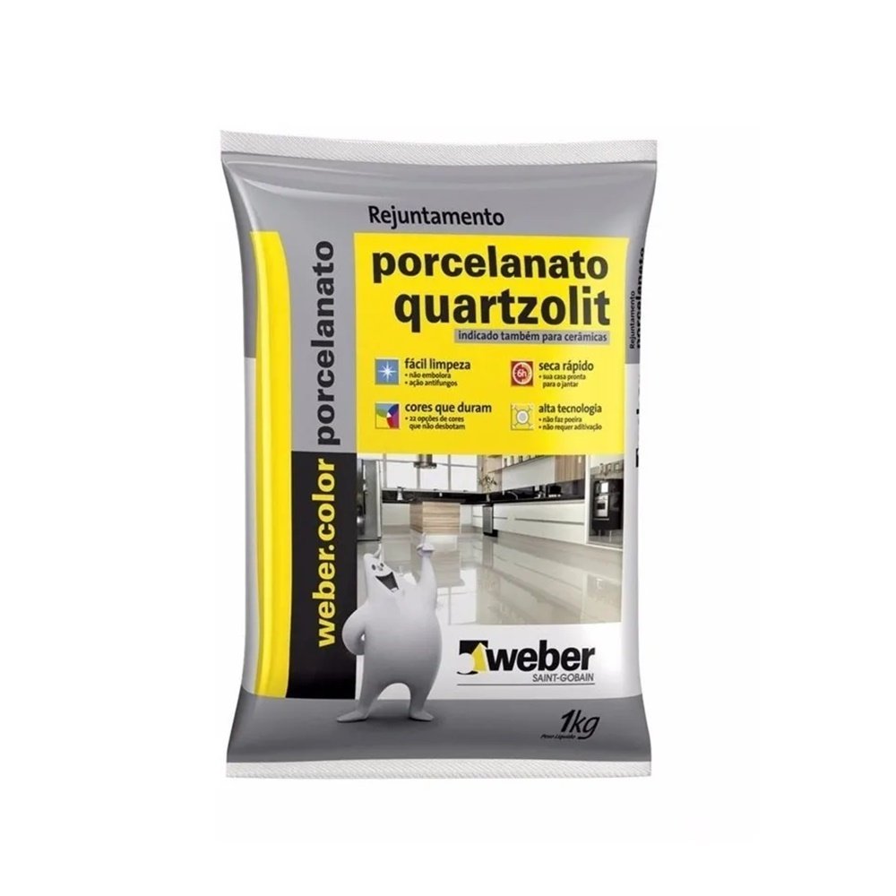 Rejunte Cimentício para Porcelanato 1kg Grafite – Quartzolit - 1