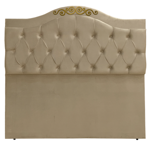 Cabeceira Casal Cama Box Botões Detalier Provençal Bege Suede com Pés 120 Rbl