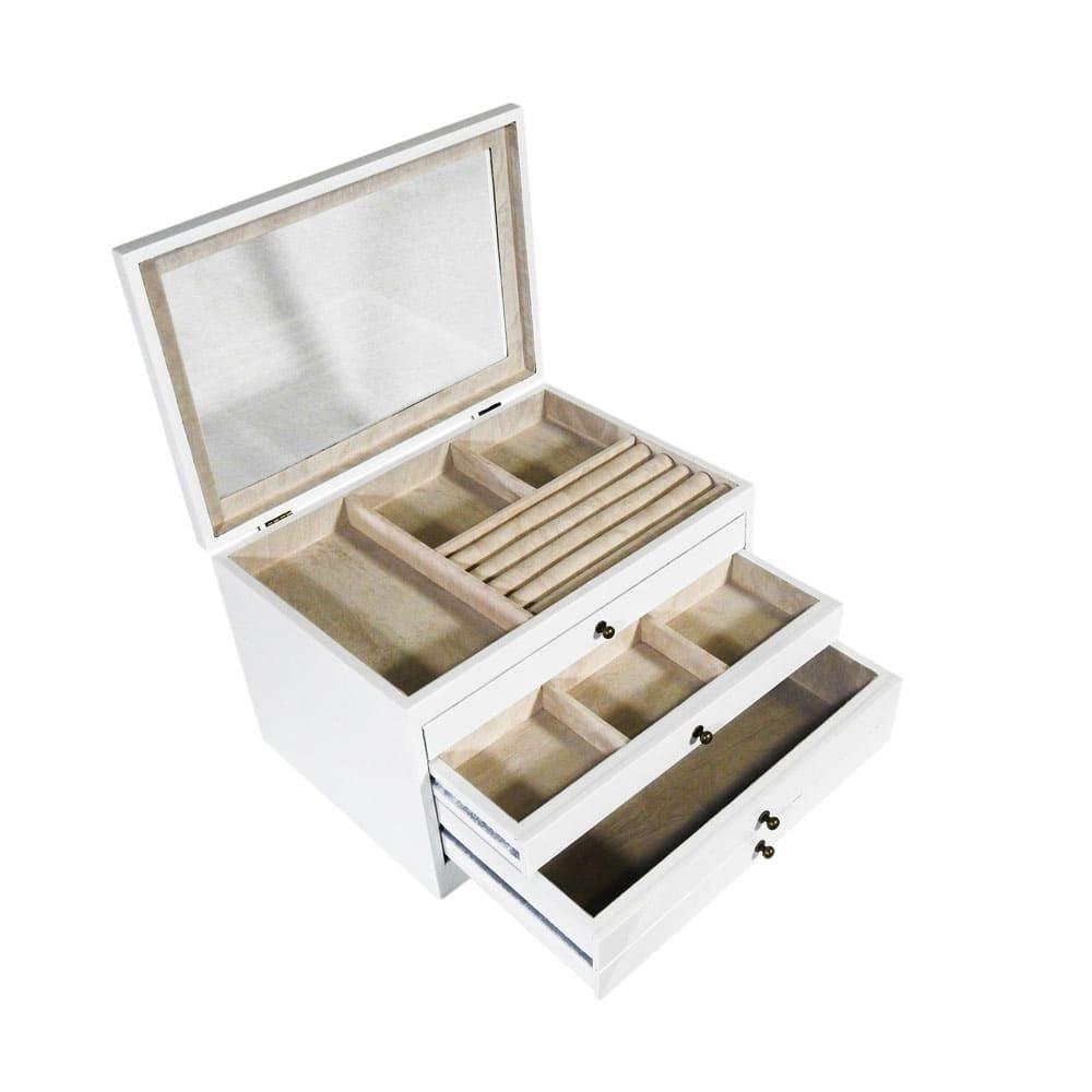 Porta Joia Produzido em Madeira Branca com 4 Gavetas - 22x34x24cm - 1