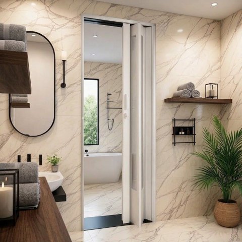 Porta Sanfonada de PVC 210cm x 72cm Plastporta Bcf Translucida Branco