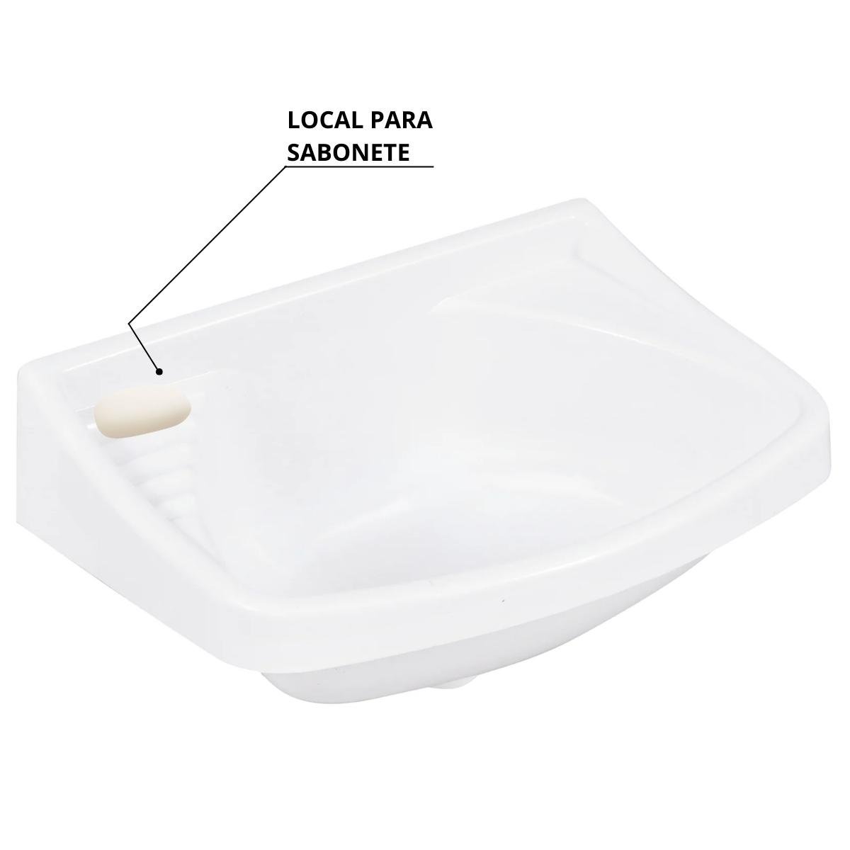 Pia Lavatório Banheiro 4,8L + Torneira Reforçada + Sifão Universal + Engate Flexível + Veda Rosca - 9