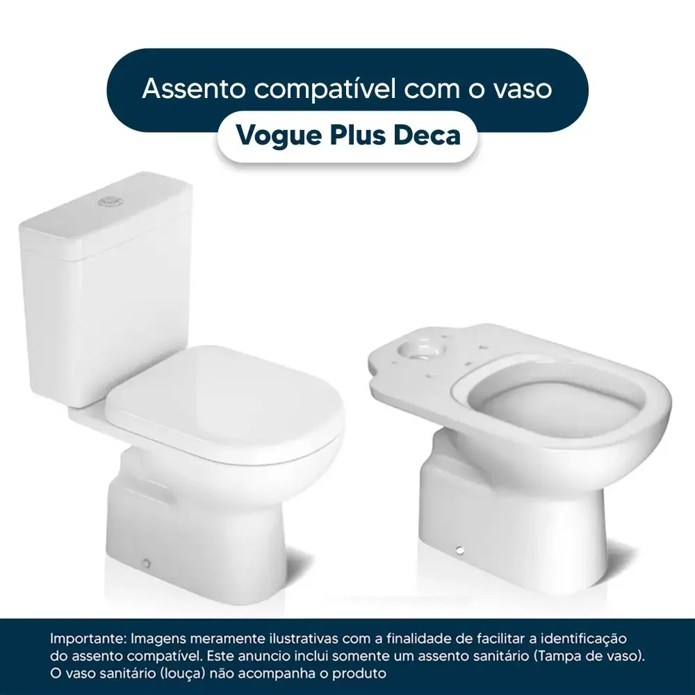 Assento Sanitário Poliester Vogue Plus Preto para vaso Deca - 4