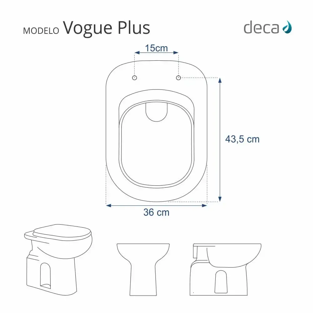 Assento Sanitário Poliester Vogue Plus Preto para vaso Deca - 5