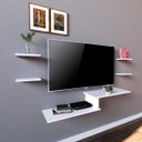 Ver imagem 2 de Kit Rack Suspenso TV Sala Quarto Video Game 4 Nichos Branco