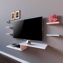 Ver imagem 1 de Kit Rack Suspenso TV Sala Quarto Video Game 4 Nichos Branco