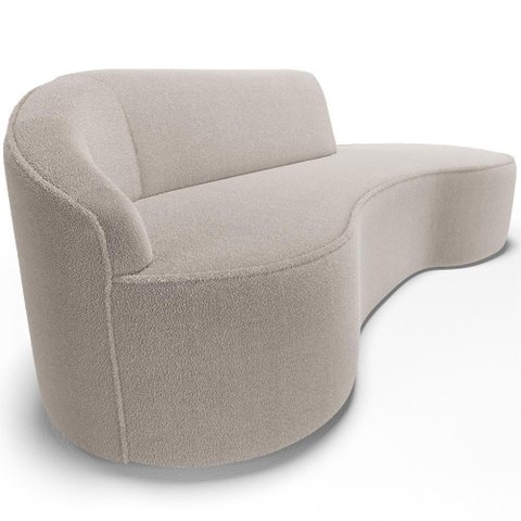 Sofá 4 Lugares Curvo Living Firenze Esquerdo D02 Bouclê Bege 260cm B-62 - Lyam