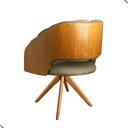 Ver imagem 2 de Cadeira Poltrona Sala Jantar Nicole Pés Giratórios Madeira Linho Tabaco