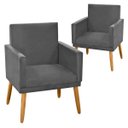 Ver imagem 1 de Kit 2 Poltronas Decorativa Nina Cr Suede Grafite para Penteadeira