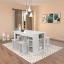 Ver imagem 2 de Conjunto Mesa com Nichos e 4 Bancos Nova Mobile Branco