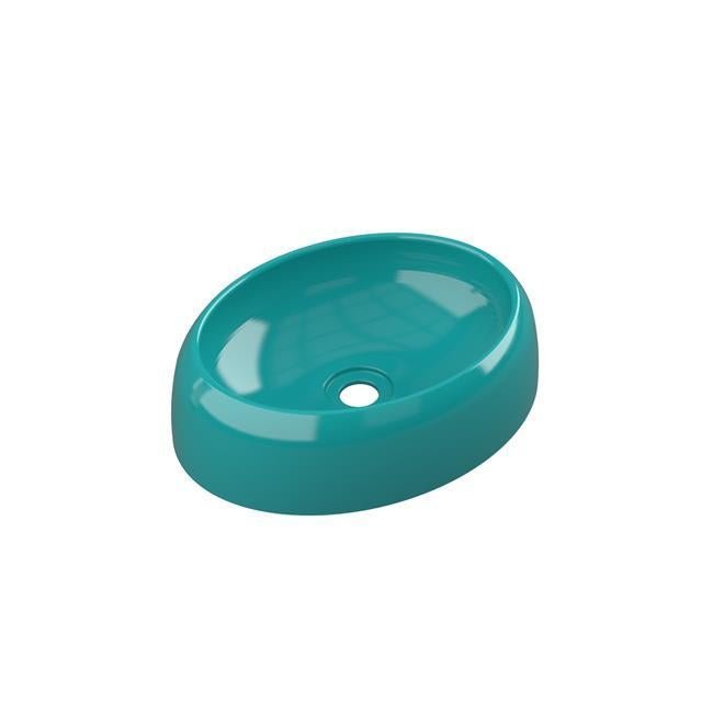 Cuba De Apoio Para Banheiro Compace Capri Ov39w Oval Azul Turquesa - 2