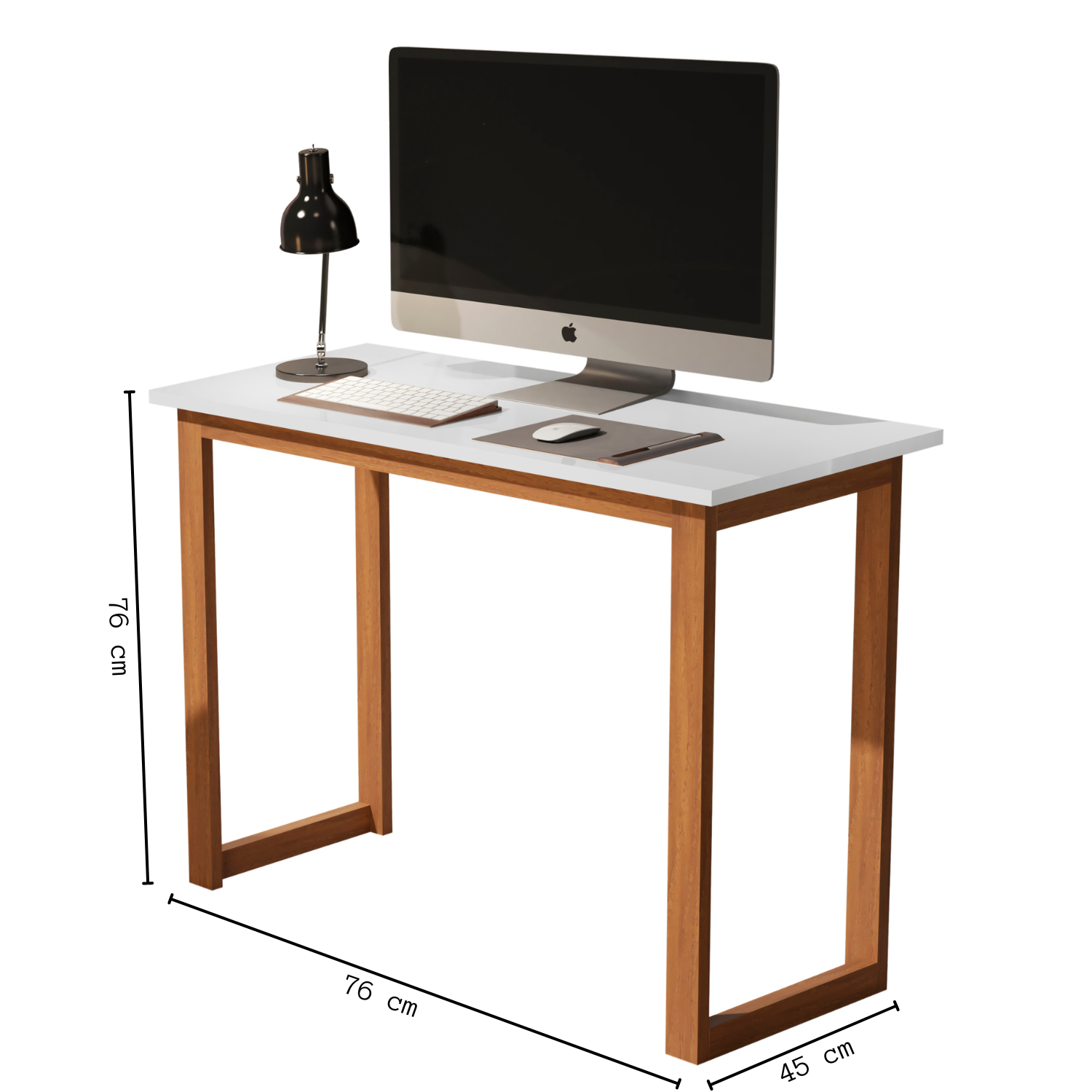 Mesa Estudo Para Notebook, Tampo MDF Pés Em Madeira:Branco - 3