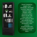 Ver imagem 4 de Livreiro com 2 Gavetas Moderno 4 Prateleiras 4 Nichos MDF Qmovi