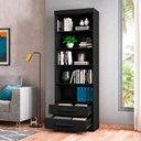 Ver imagem 3 de Livreiro com 2 Gavetas Moderno 4 Prateleiras 4 Nichos MDF Qmovi