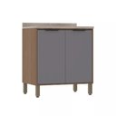 Ver imagem 1 de Balcão Cozinha 2 Portas 80 C/ Tampo - Módulo Cozinha Aspen - Luciane 0402:vanilla / Cinza Puro