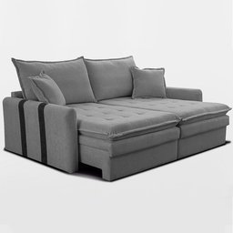 Sofá Baú sem Caixa Retrátil 1,80m Softgel Bonnie Boucle Cinza Claro Cama Inbox - 2