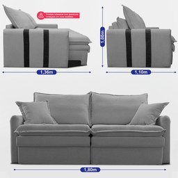 Sofá Baú sem Caixa Retrátil 1,80m Softgel Bonnie Boucle Cinza Claro Cama Inbox - 4