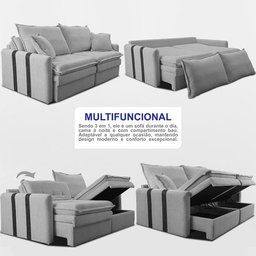 Sofá Baú sem Caixa Retrátil 1,80m Softgel Bonnie Boucle Cinza Claro Cama Inbox - 5