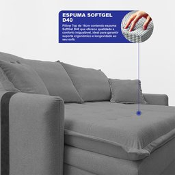 Sofá Baú sem Caixa Retrátil 1,80m Softgel Bonnie Boucle Cinza Claro Cama Inbox - 8